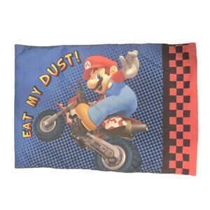 Nintendo MarioKart Pillowcase Mario Luigi Blue Red Black 29x20 Polyester
